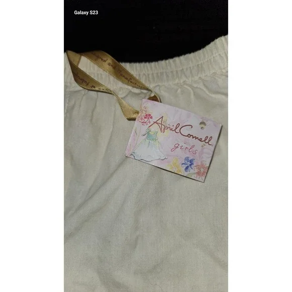 April Cornell Ivory Crochet Hem Pantaloons Pants Girls Size 2 Boho New With Tags - Picture 2 of 7